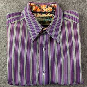 Robert Graham Mens 100% Cotton L/S Flip Cuff Button Up Shirt Size XL Multicolor